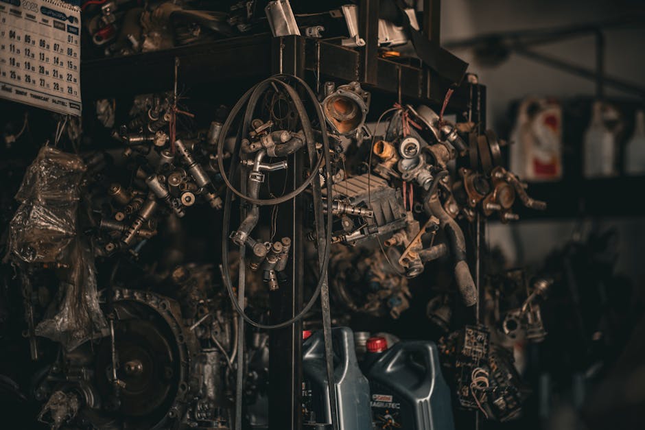 Auto parts counter workspace with paperwork and tablet