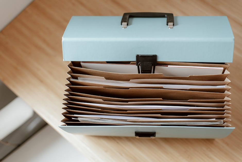 Organized labeled folders with receipts
